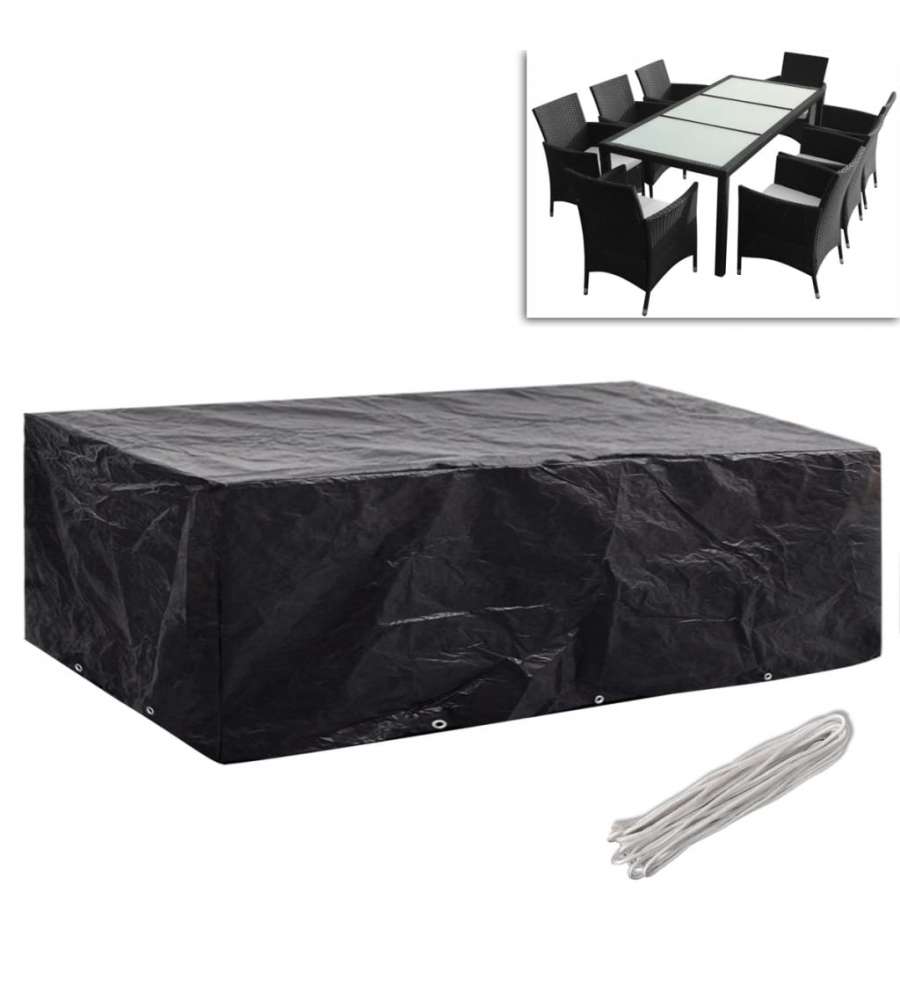  Coperture Arredi Giardino 2pz Polyrattan 10 Occhielli 300x140cm