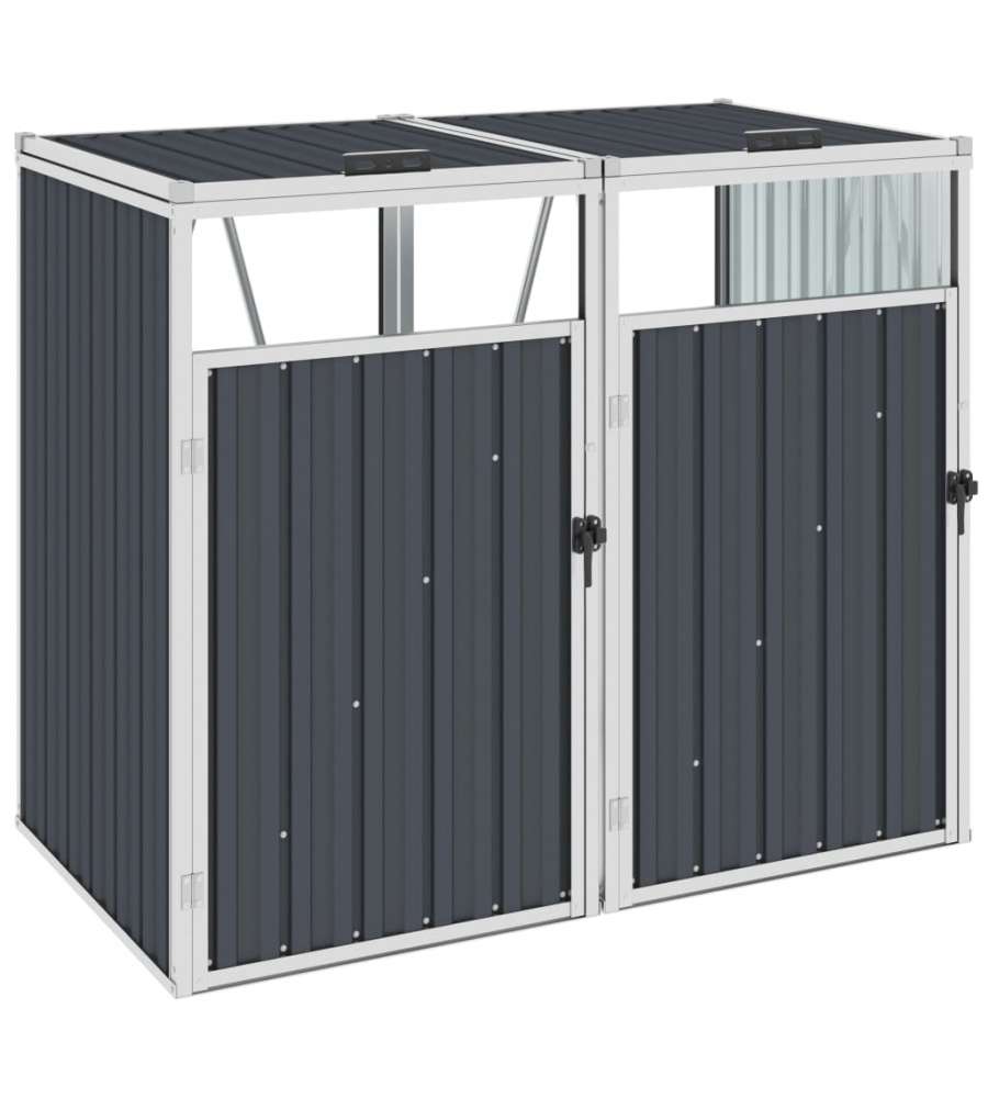 Copri Bidone Rifiuti Doppio Antracite 143x81x121 cm in Acciaio