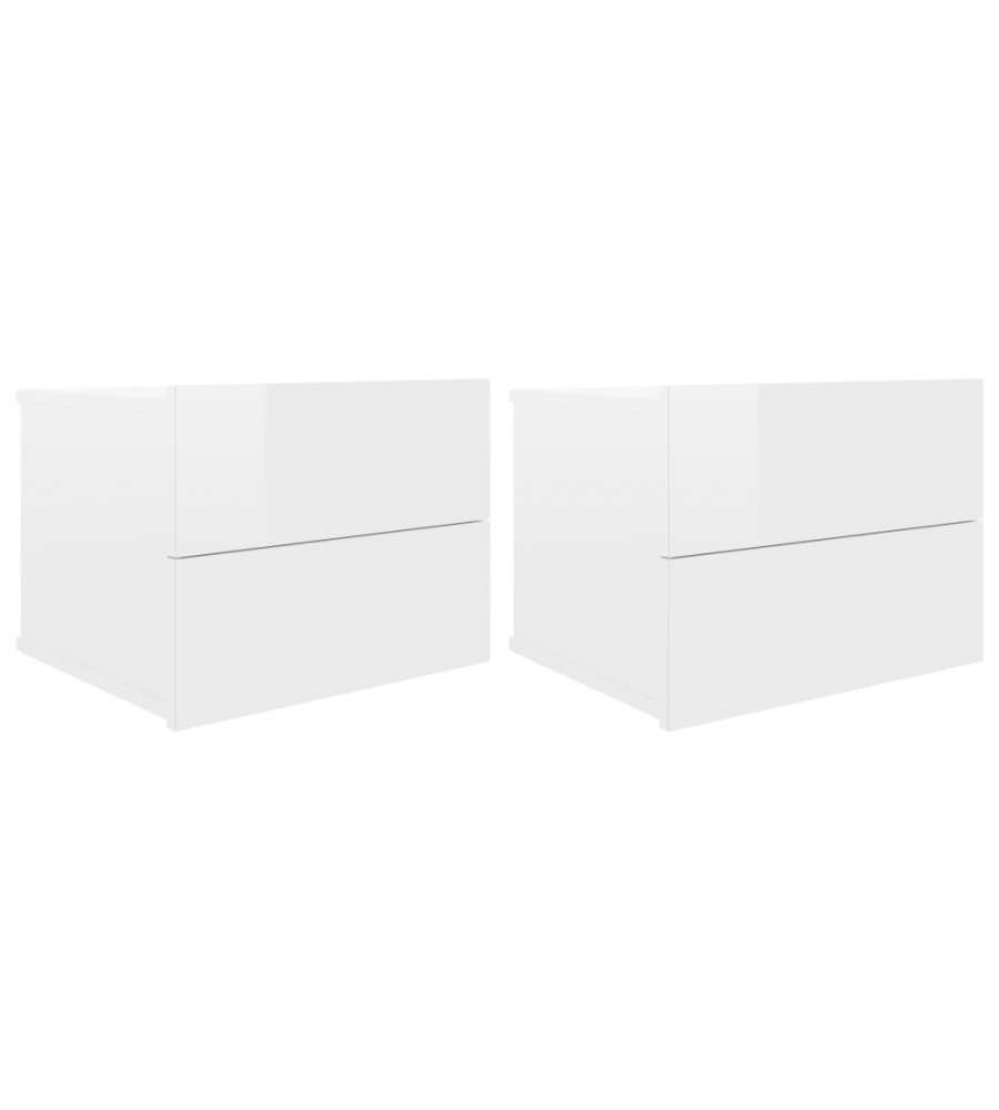 vidaXL Comodini Bianco Lucido 2 pz 40x30x30 cm in Truciolato - Set di comodini eleganti e versatili per interni - Robusti e durevoli