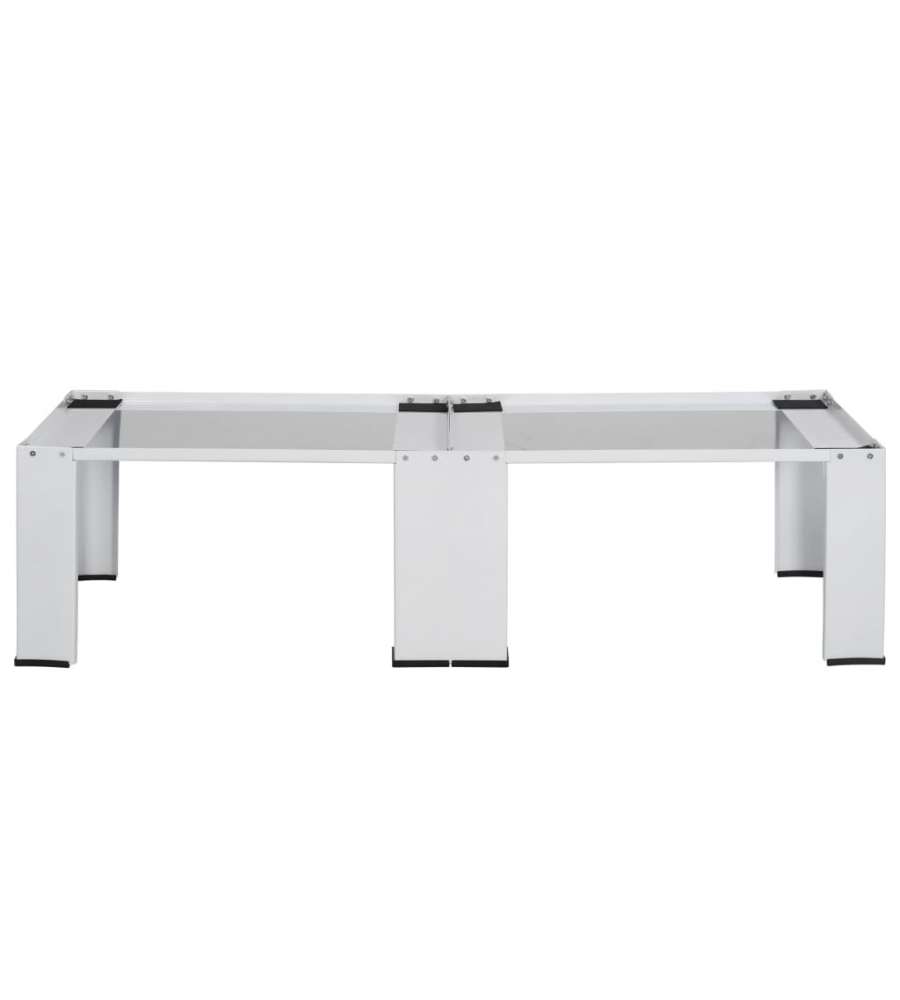 vidaXL Supporto Doppio per Lavatrice e Asciugatrice Bianco - Piedistallo Antiscivolo - Altezza di Lavoro Ergonomica - Dimensioni 127x54,5x32,5 cm