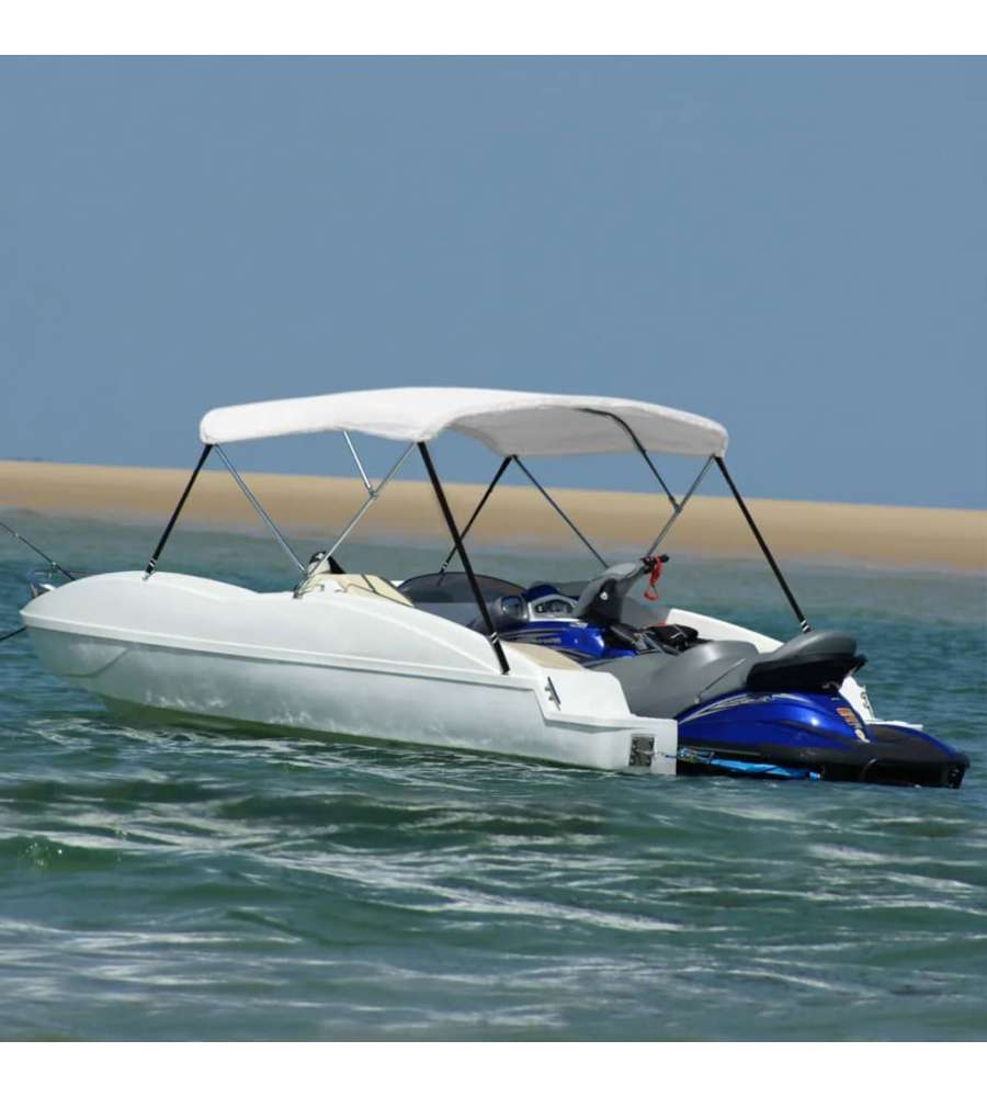 Bimini di Prua con Tendalino a 3 Archi Bianco 183x160x137 cm