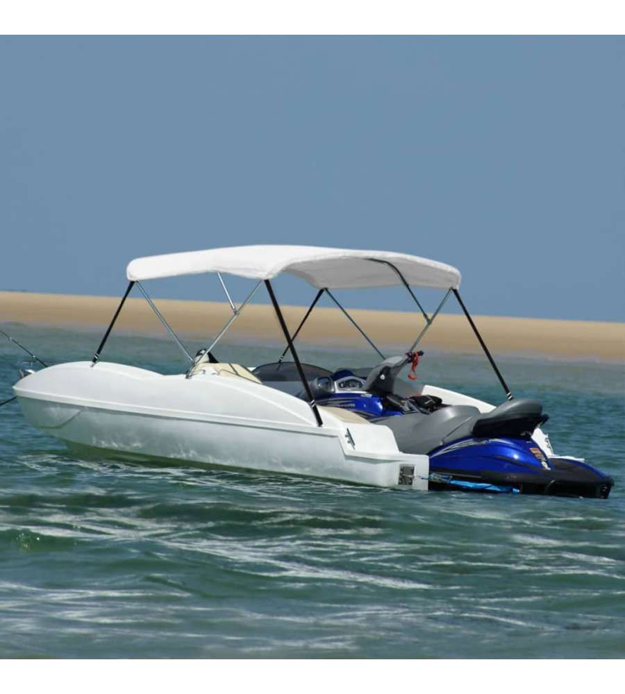 Bimini di Prua con Tendalino a 3 Archi Bianco 183x180x137 cm