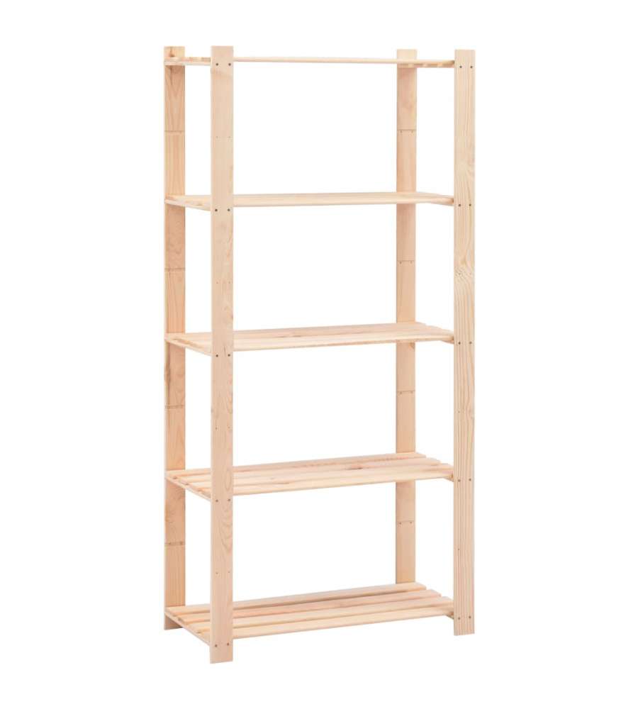 Scaffali a 5 Livelli 2 pz 80x38x170 cm in Massello Pino 250 kg