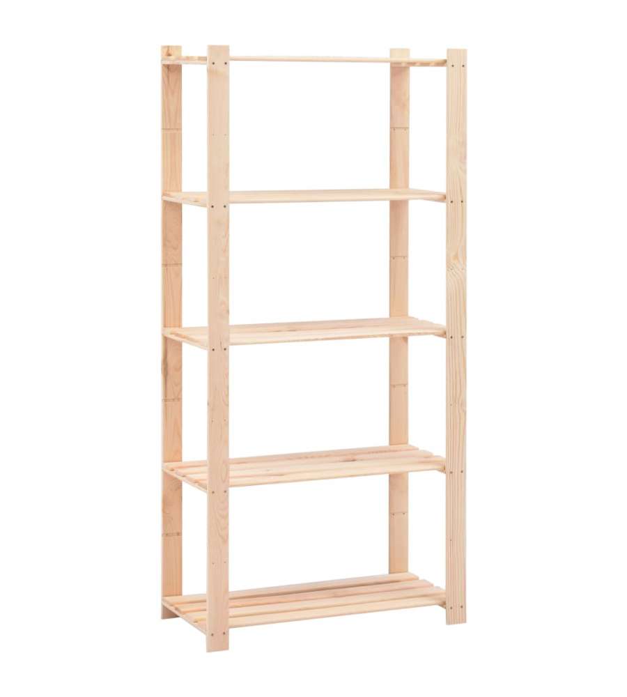 Scaffali a 5 Livelli 3 pz 80x38x170 cm Massello Pino 250 kg