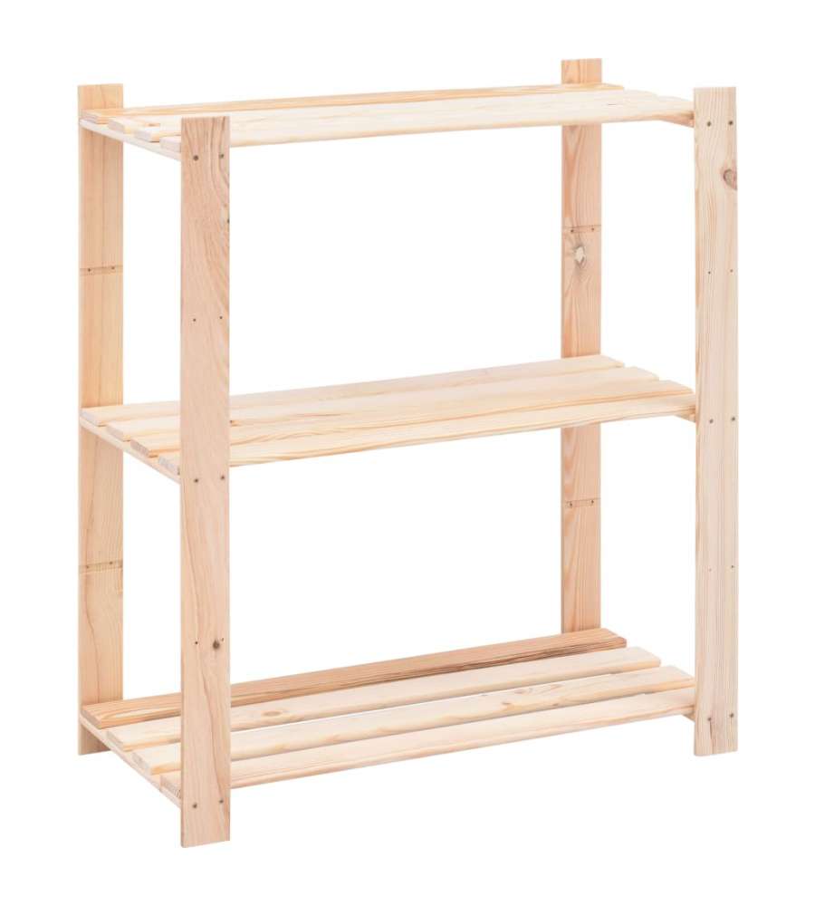 Scaffali a 3 Livelli 10 pz 80x38x90 cm in Massello Pino 150 kg