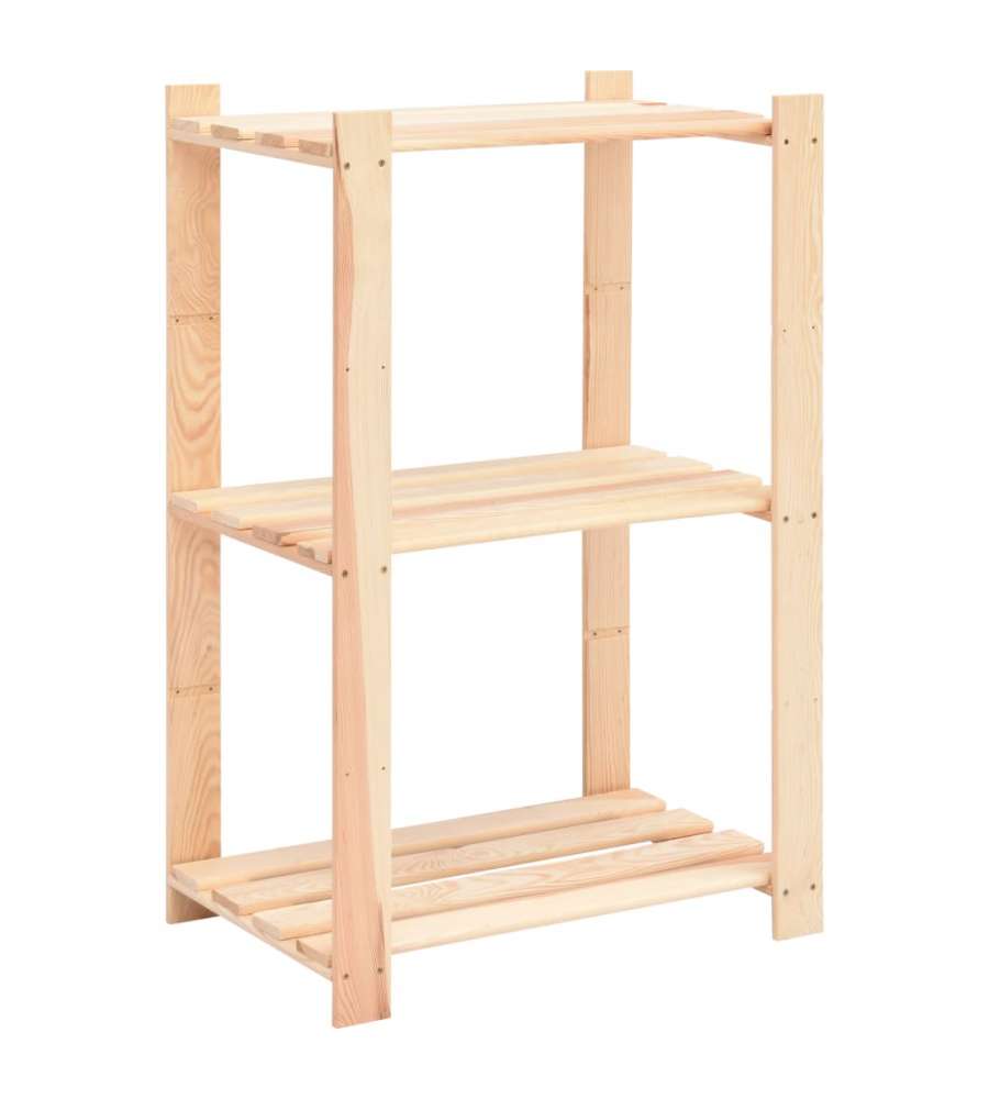 Scaffali a 3 Livelli 2 pz 60x38x90 cm in Massello Pino 150 kg