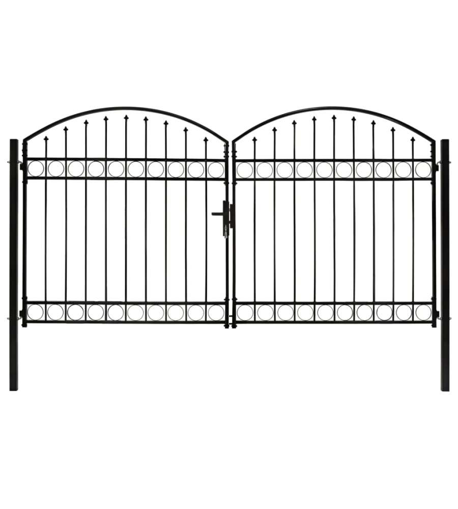 Cancello a Doppia Anta ad Arco in Acciaio 300x175 cm Nero
