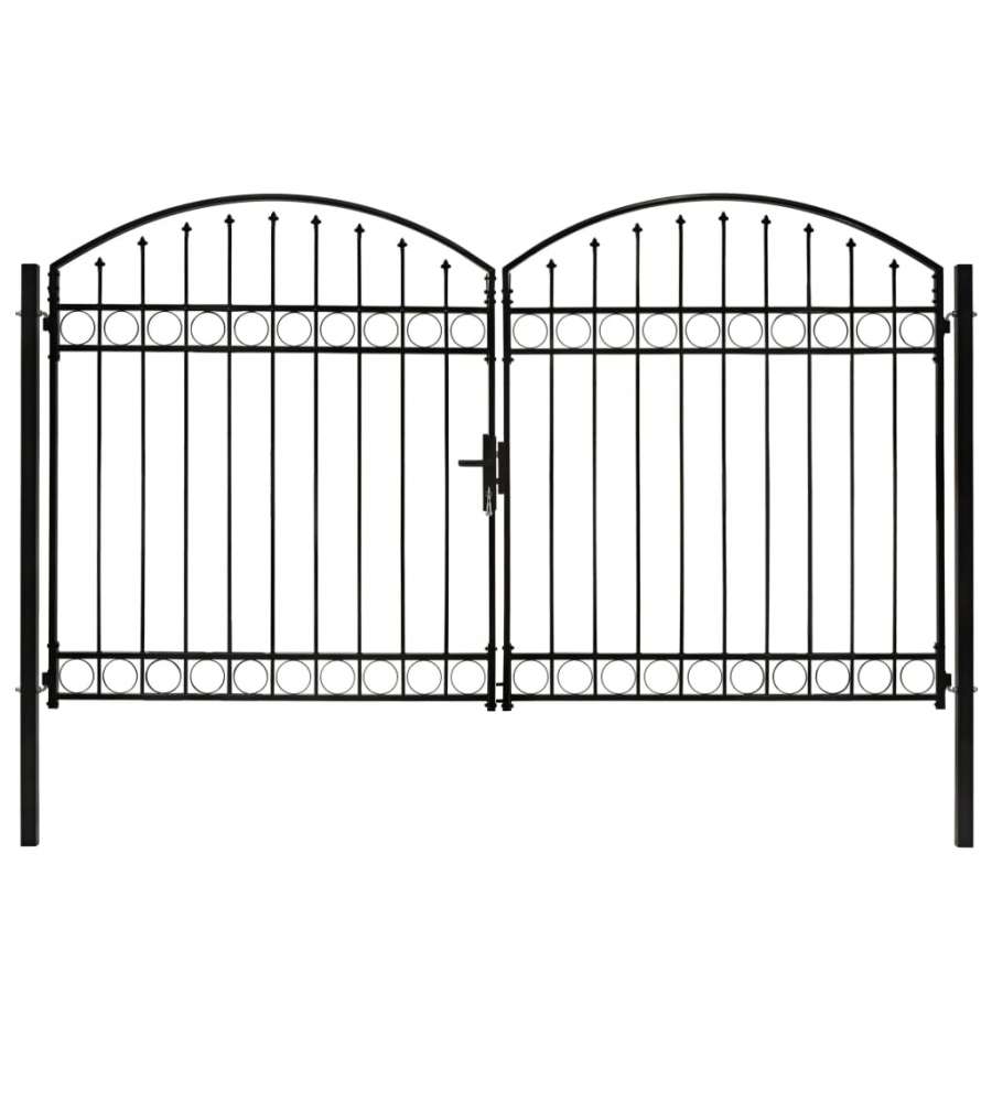 Cancello a Doppia Anta ad Arco in Acciaio 300x200 cm Nero