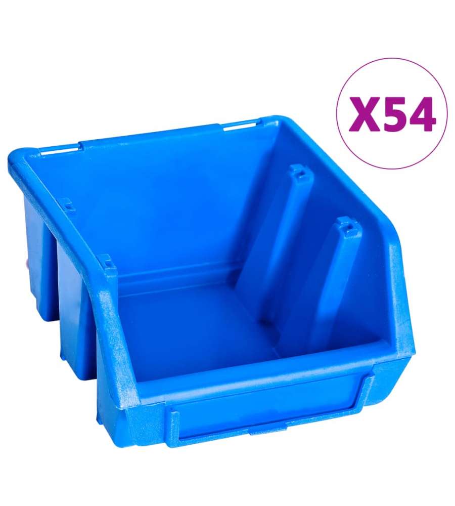  Kit Contenitori di Stoccaggio 96 pz con Pannelli a Parete Blu