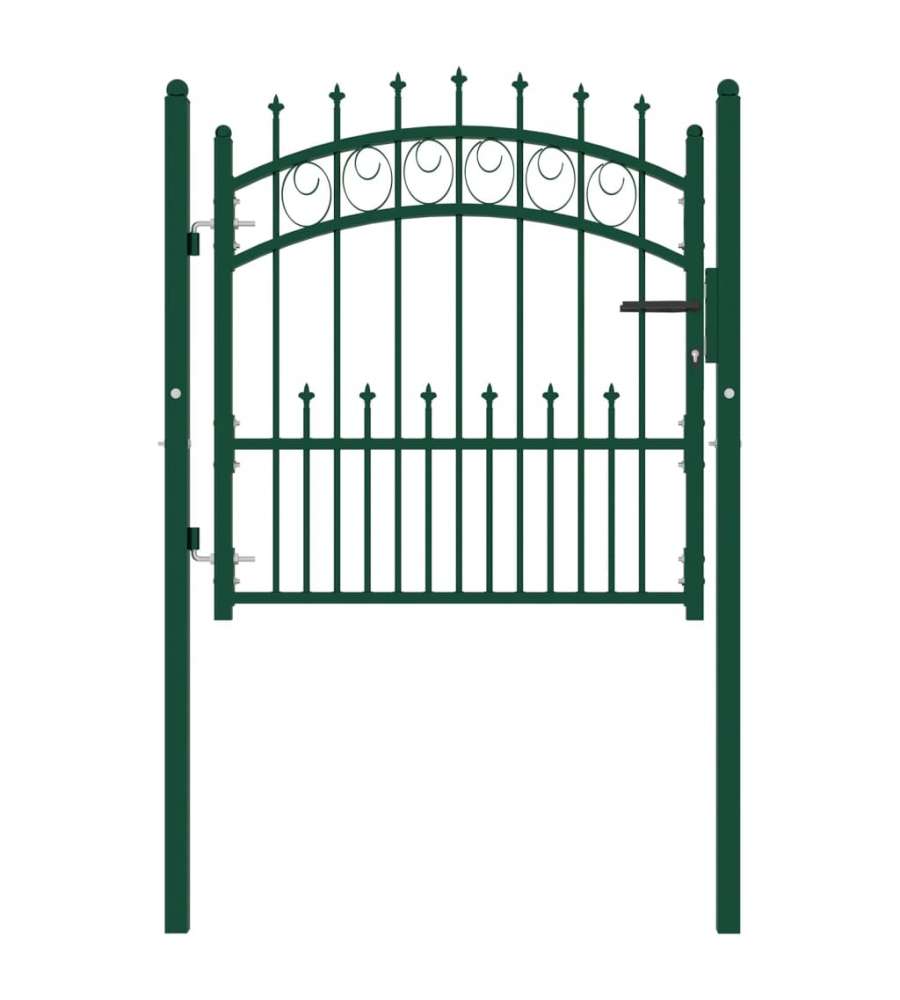 Cancello per Recinzione con Punte in Acciaio 100x100 cm Verde 146383