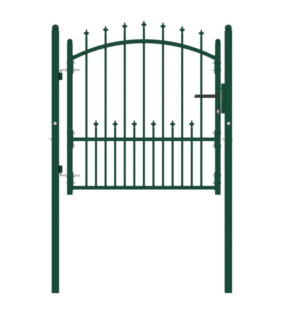 Cancello per Recinzione con Punte in Acciaio 100x100 cm Verde 146393