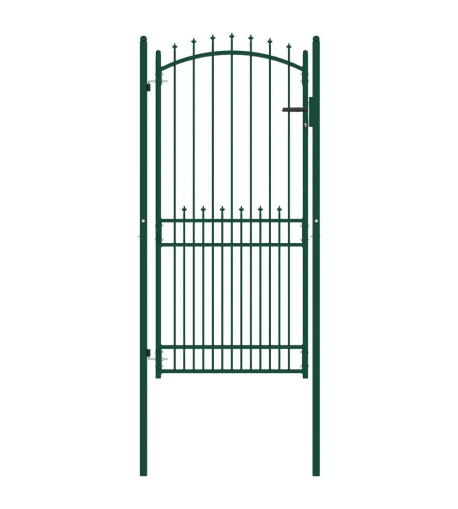 Cancello per Recinzione con Punte in Acciaio 100x200 cm Verde 146397