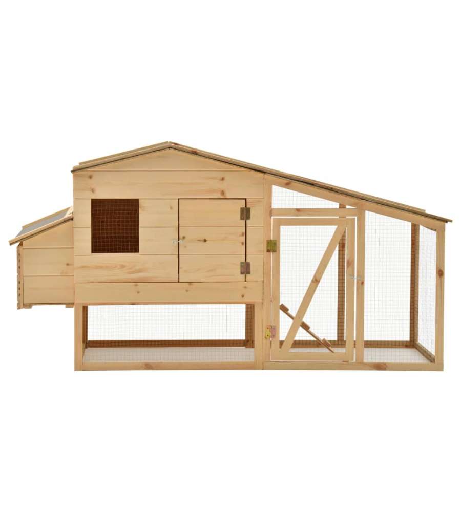 Pollaio in Legno Massello di Pino 178x67x92 cm