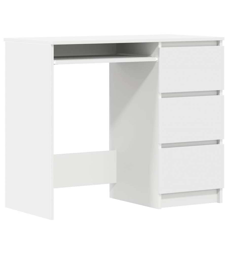vidaXL Scrivania Bianca in Truciolato con Cassetti - 90x45x76 cm