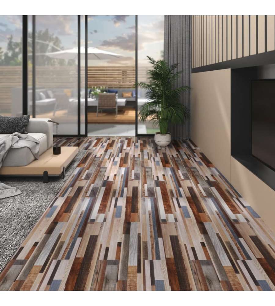 Listoni Pavimento in PVC 4,46 mq 3 mm Autodesivi Multicolore