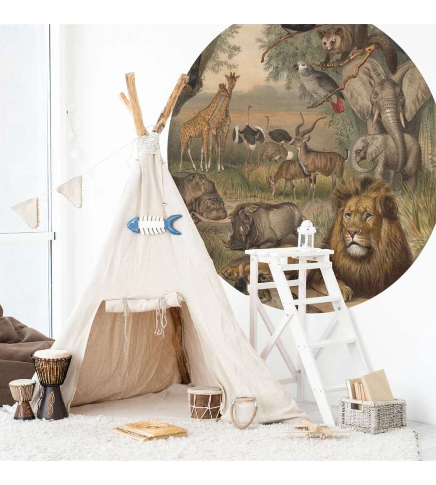 WallArt Carta da Parati Circolare Animals of Africa 142,5 cm