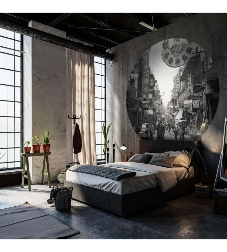 WallArt Carta da Parati Circolare Hong Kong the Old Days 190 cm