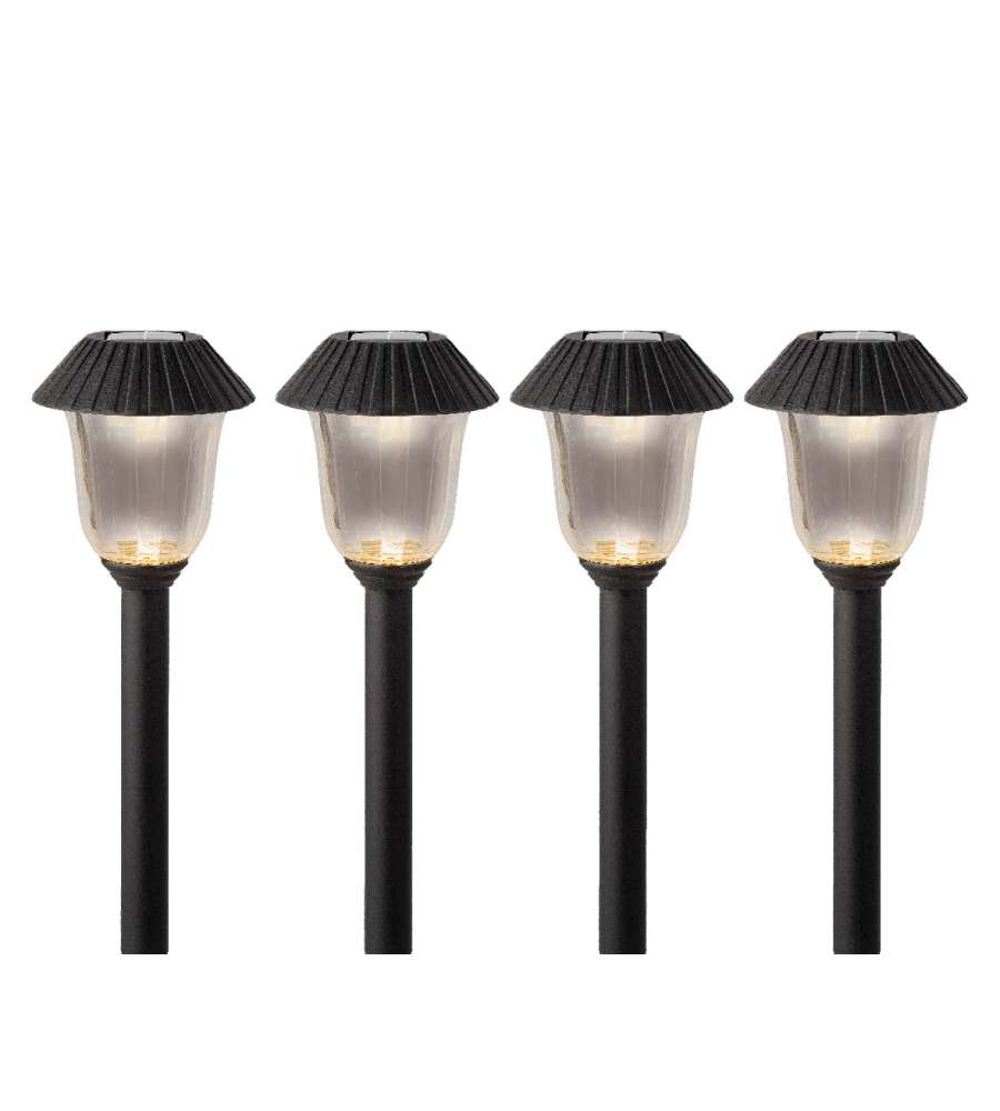 Paletti solari LED - Set 4 pezzi per giardino e vialetti