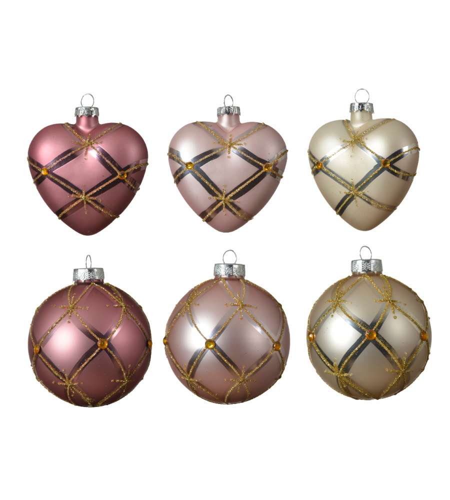 Sfera decorazione glitter forme assortite colore oro-rosa