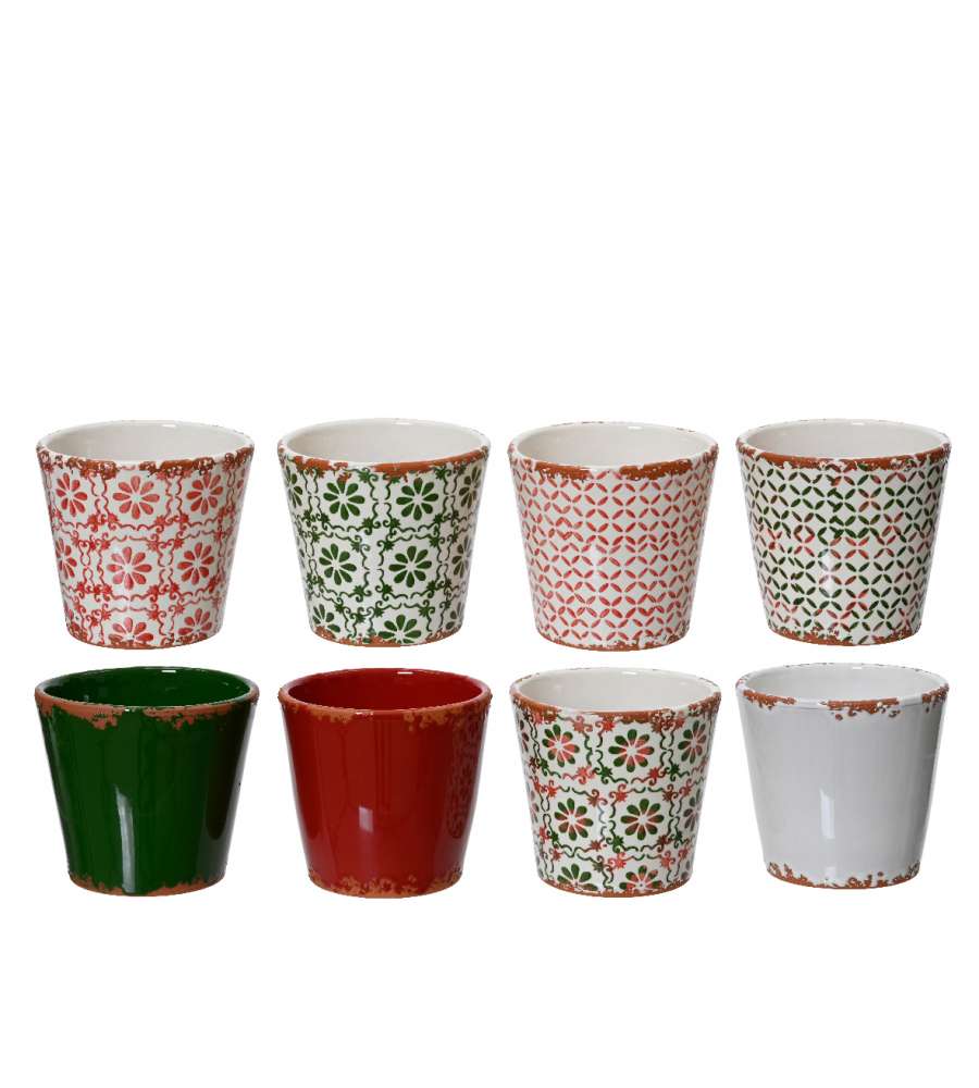 Vasetti in terracotta con decori assortiti