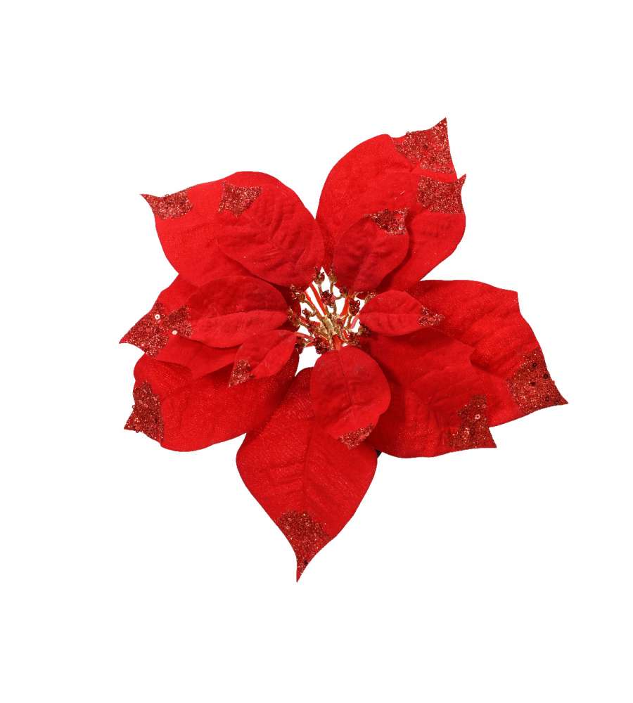 Kaemingk Decoro Natalizio - Stella di Natale Rosso Glitter - 25x25 cm