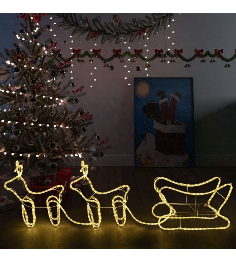 Renne e Slitta Decorazione Natalizia per Esterni 576 LED