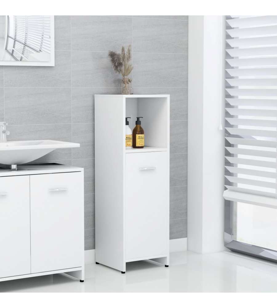 Armadio da Bagno Bianco 30x30x95 cm in Legno Multistrato 802588