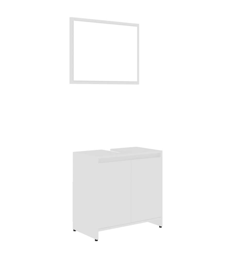 vidaXL Set Mobili da Bagno - Bianco - Legno Multistrato