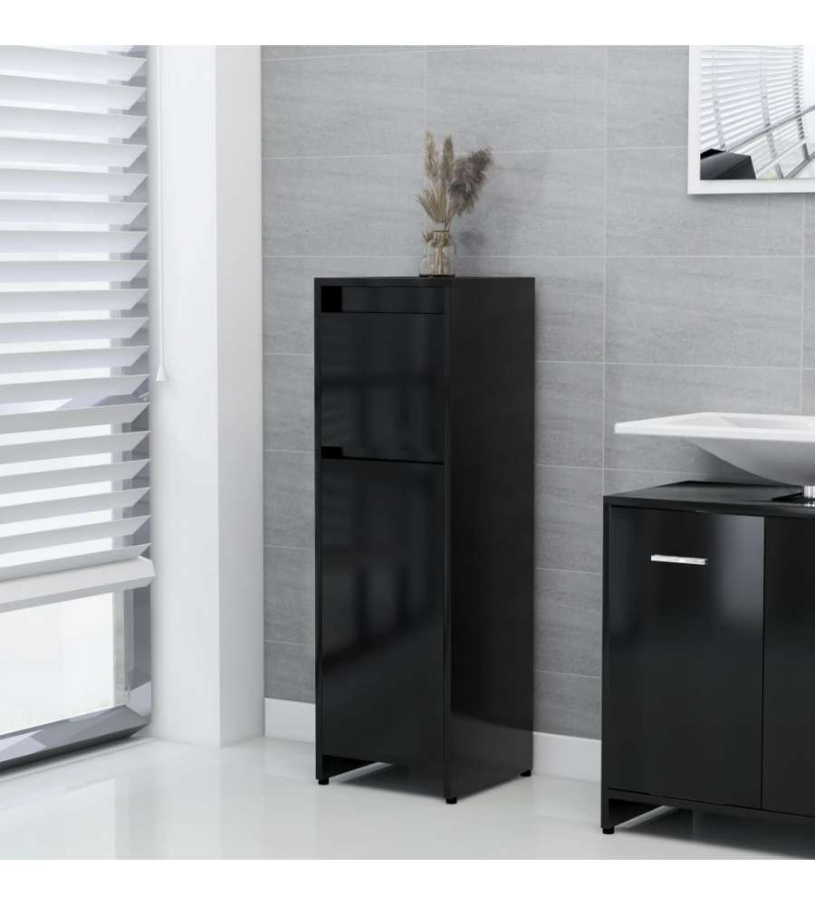 Armadio da Bagno Nero 30x30x95 cm in Truciolato