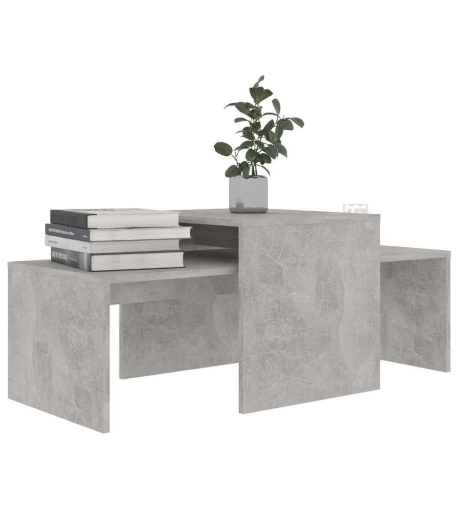 Set Tavolini da Caff Grigio Cemento 100x48x40 cm in Truciolato