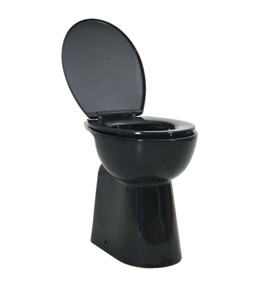 WC Sospeso con Design Senza Bordi 7 cm Pi Alto Ceramica Nera