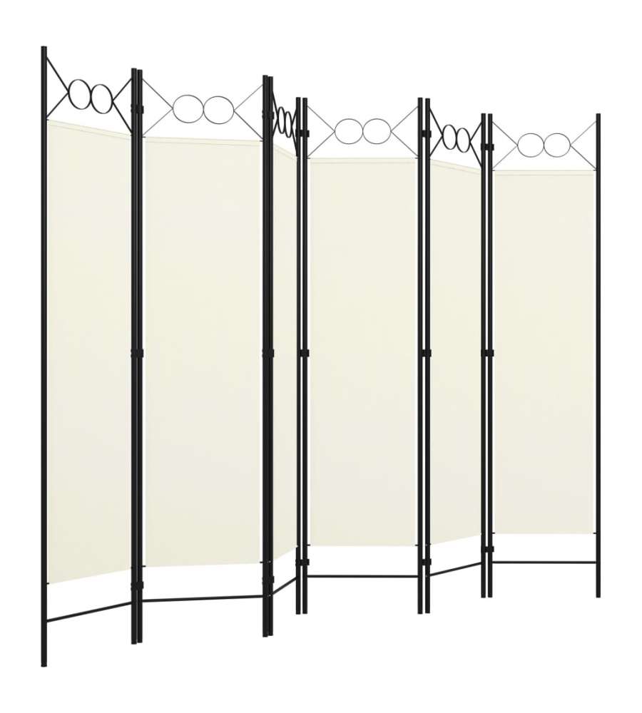 Paravento a 6 Pannelli Bianco Crema 240x180 cm