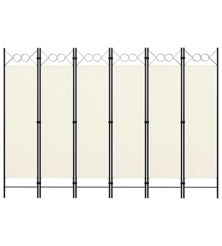 Paravento a 6 Pannelli Bianco Crema 240x180 cm