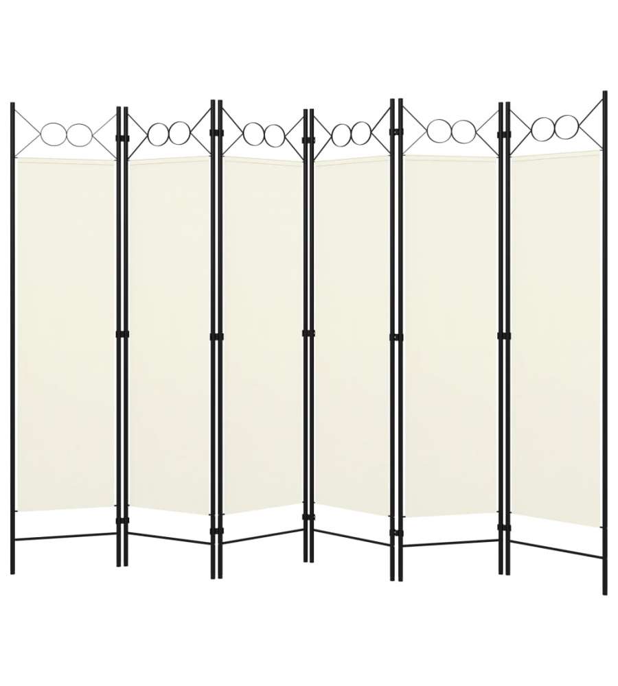 Paravento a 6 Pannelli Bianco Crema 240x180 cm