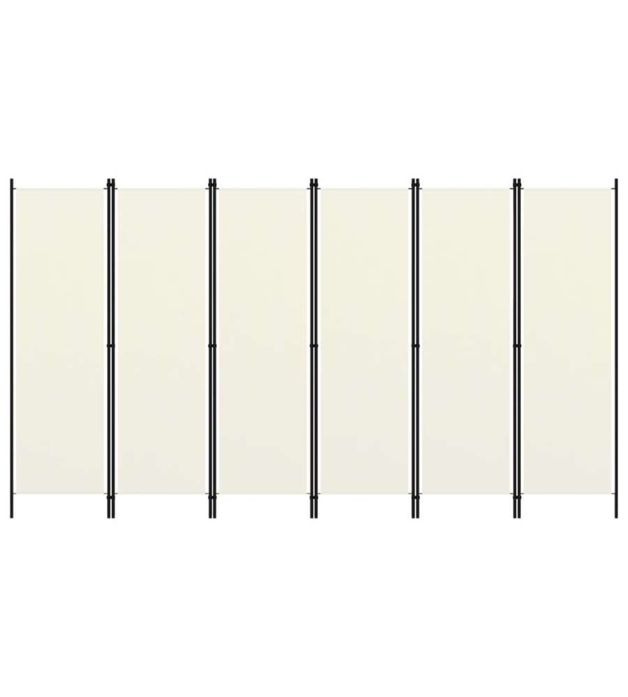 Paravento a 6 Pannelli Bianco Crema 300x180 cm