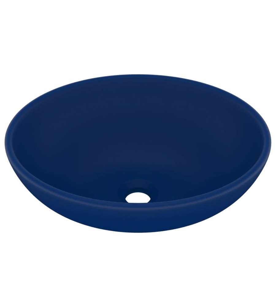 Lavandino Lusso Ovale Blu Scuro Opaco 40x33 cm in Ceramica