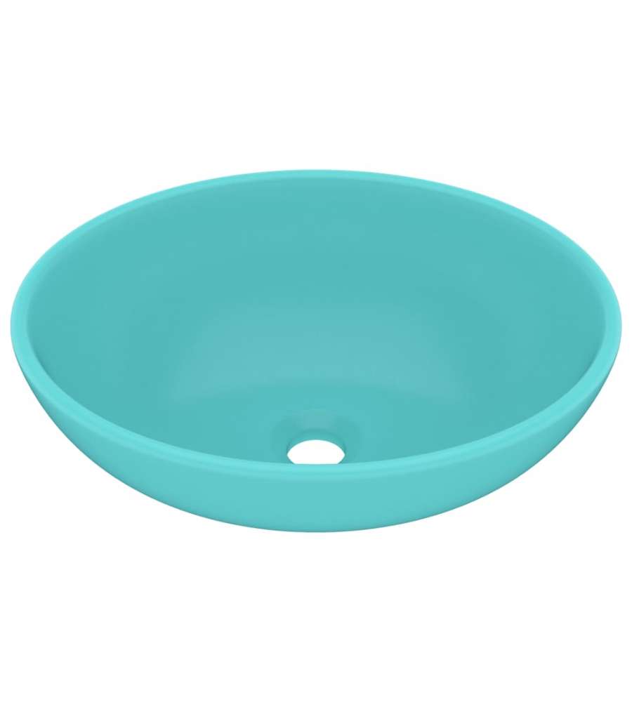 Lavandino Lusso Ovale Verde Chiaro Opaco 40x33 cm in Ceramica