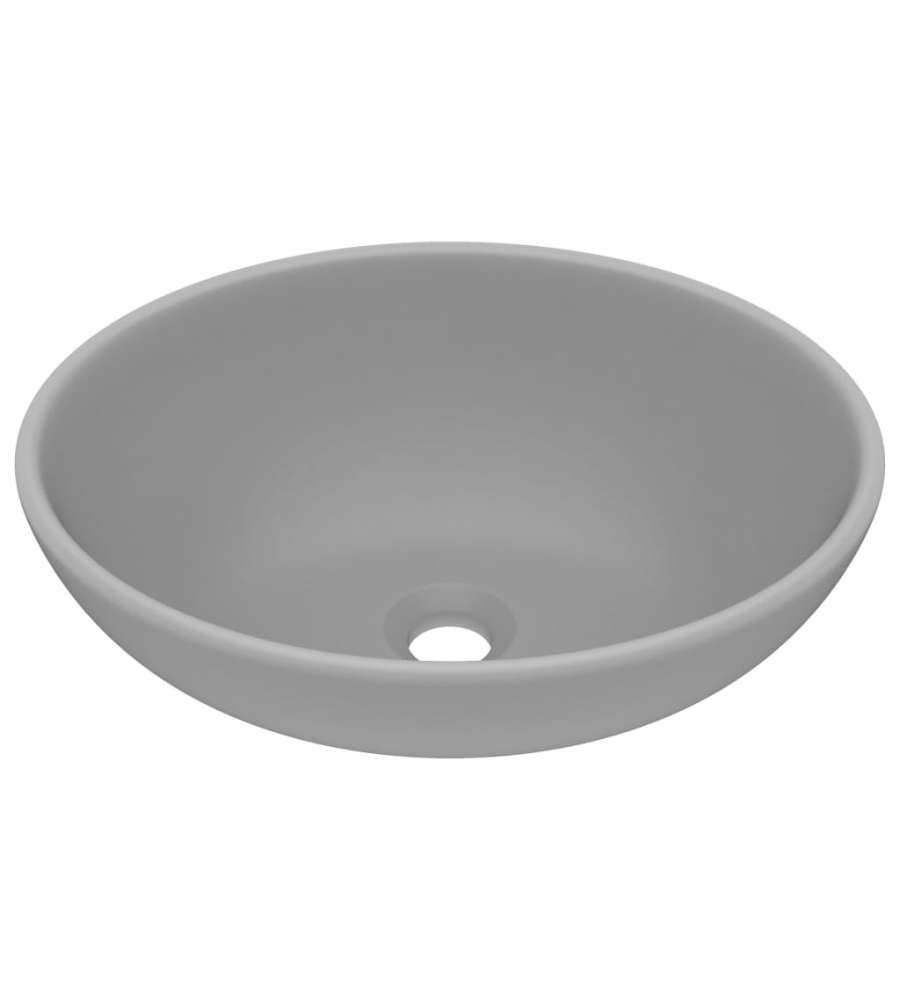 Lavandino Lusso Ovale Grigio Chiaro Opaco 40x33 cm in Ceramica