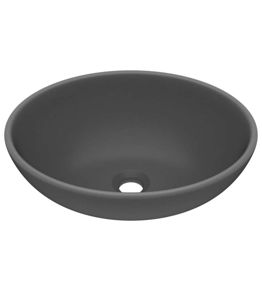 Lavandino Lusso Ovale Grigio Scuro Opaco 40x33 cm in Ceramica