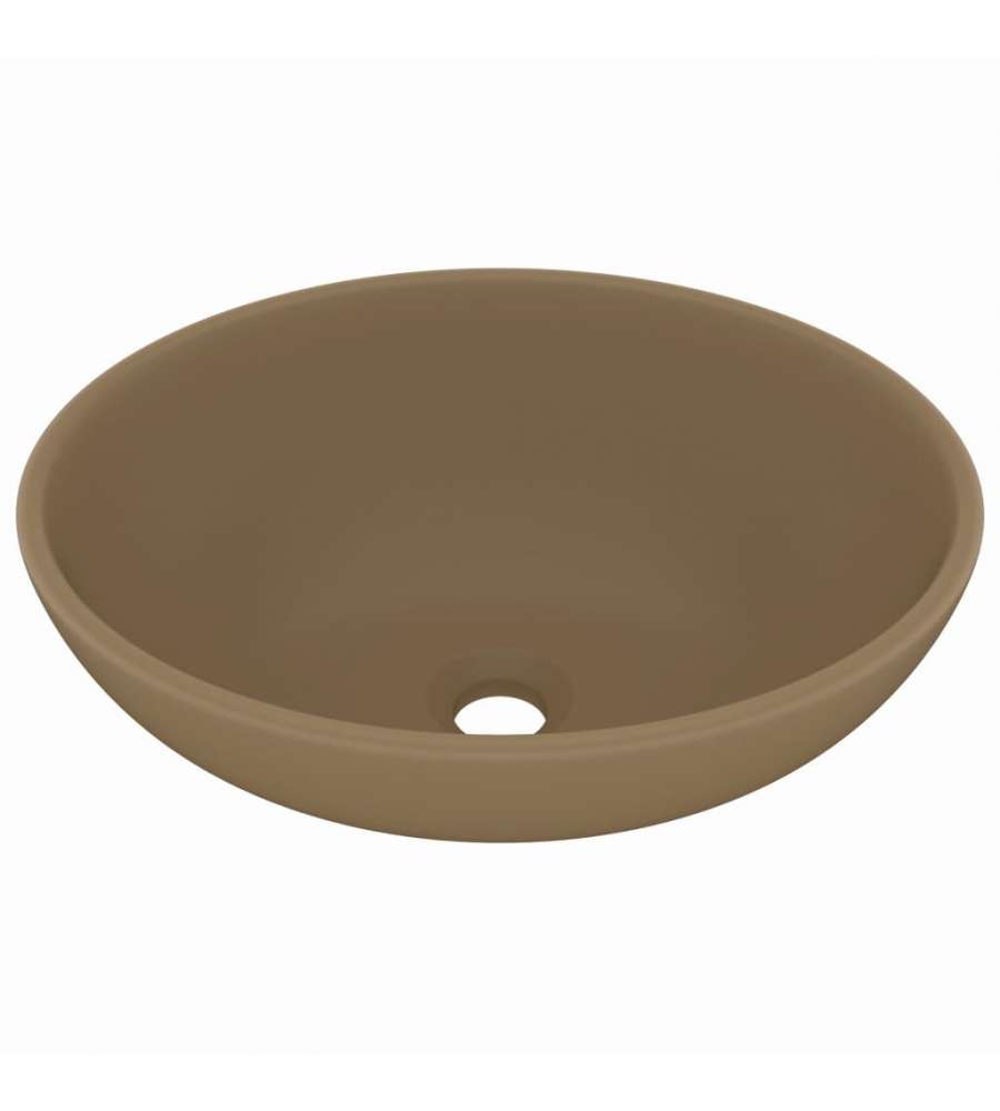 Lavandino Lusso Ovale Crema Opaco 40x33 cm in Ceramica
