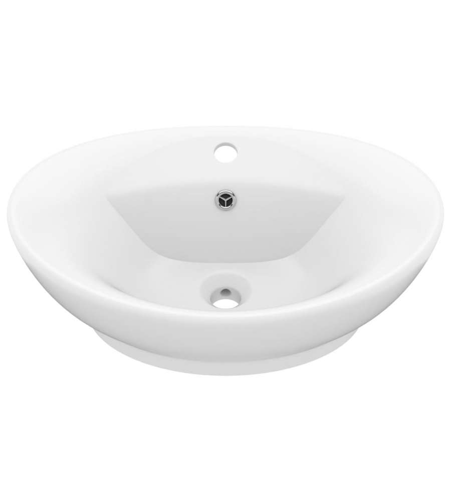 Lavandino con Troppopieno Ovale Bianco Opaco 58,5x39cm Ceramica