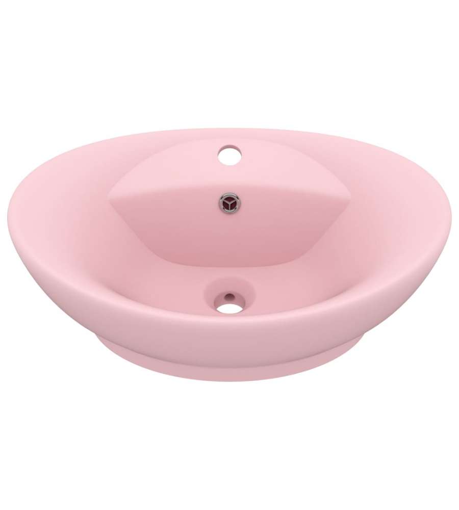 Lavandino con Troppopieno Ovale Rosa Opaco 58,5x39 cm Ceramica