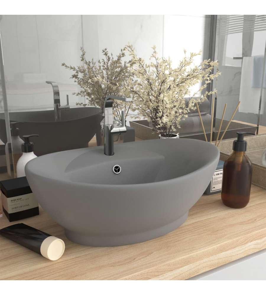 Lavabo con Troppopieno Ovale Turchese Grigio 58,5x39 cm Ceramica