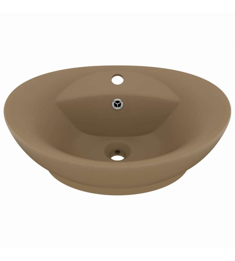 Lavandino con Troppopieno Ovale Crema Opaco 58,5x39cm Ceramica
