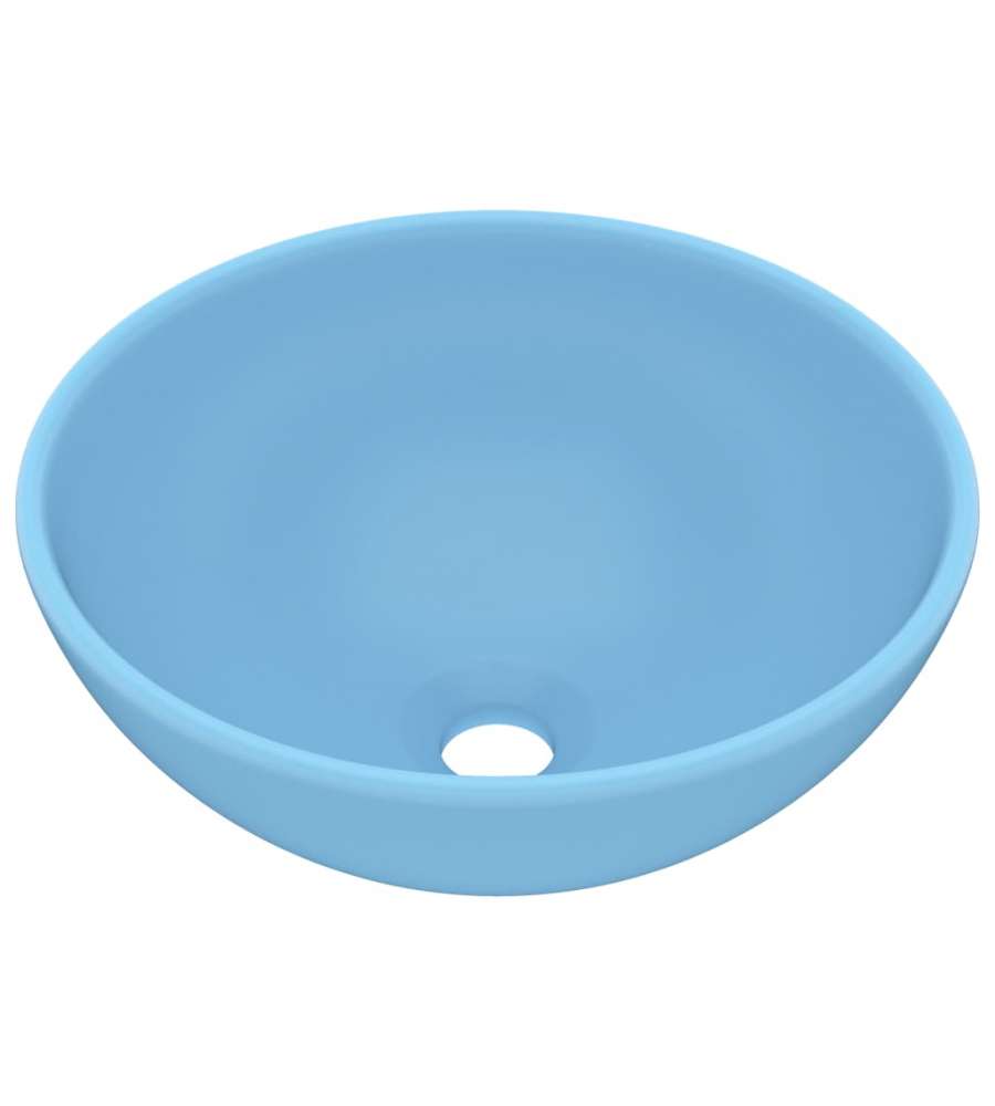 Lavandino Lusso Rotondo Azzurro Opaco 32,5x14 cm in Ceramica
