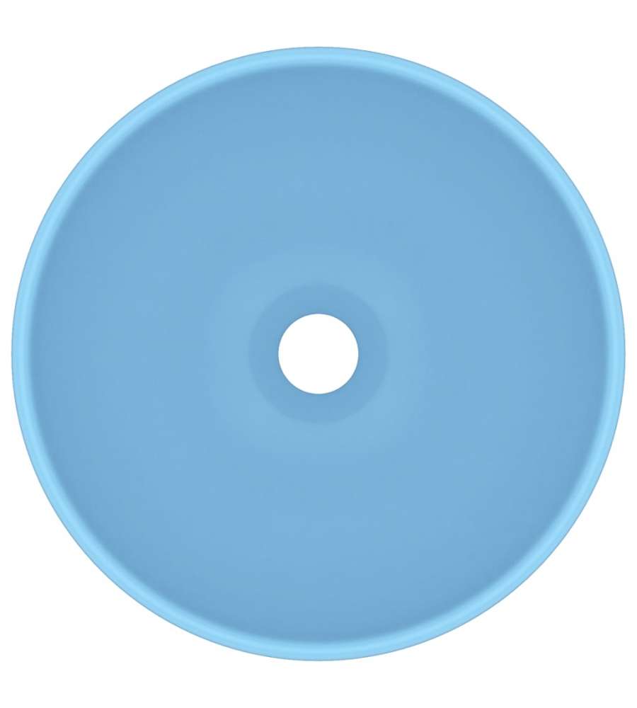 Lavandino Lusso Rotondo Azzurro Opaco 32,5x14 cm in Ceramica