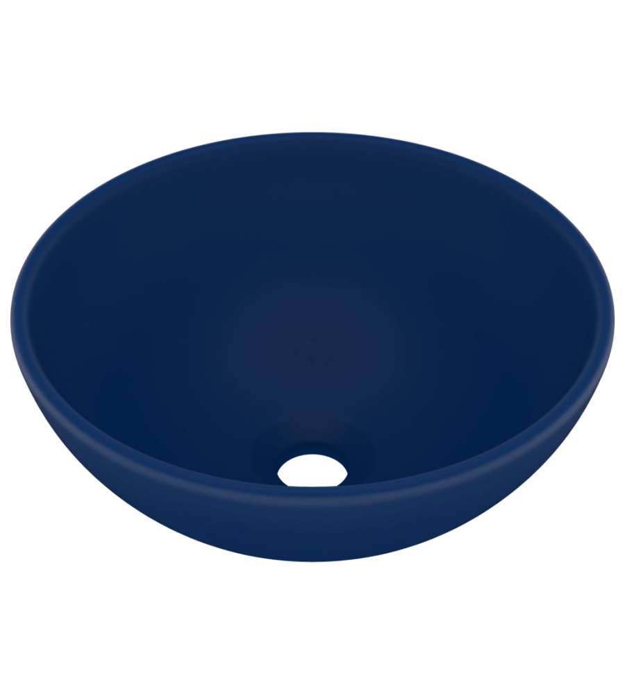 Lavandino Lusso Rotondo Blu Scuro Opaco 32,5x14 cm in Ceramica