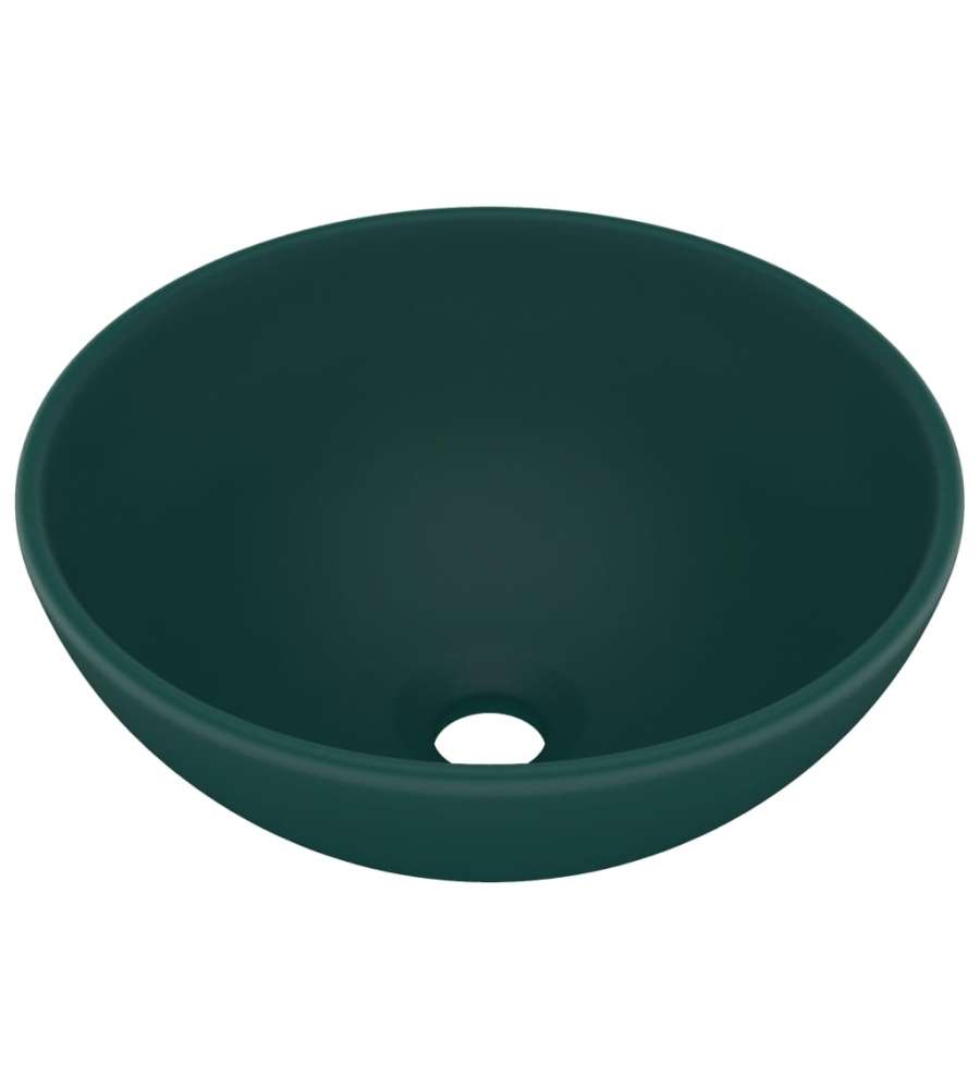 Lavandino Lusso Rotondo Verde Scuro Opaco 32,5x14 cm Ceramica