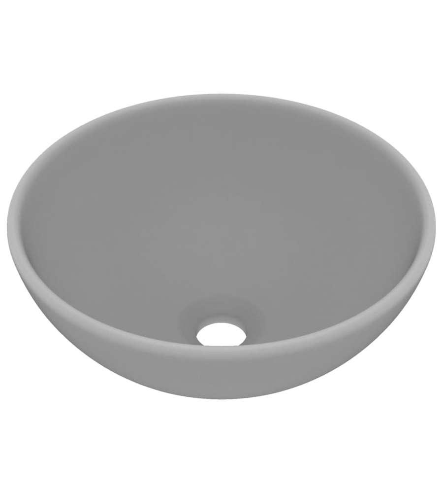 Lavandino Lusso Rotondo Grigio Chiaro Opaco 32,5x14 cm Ceramica