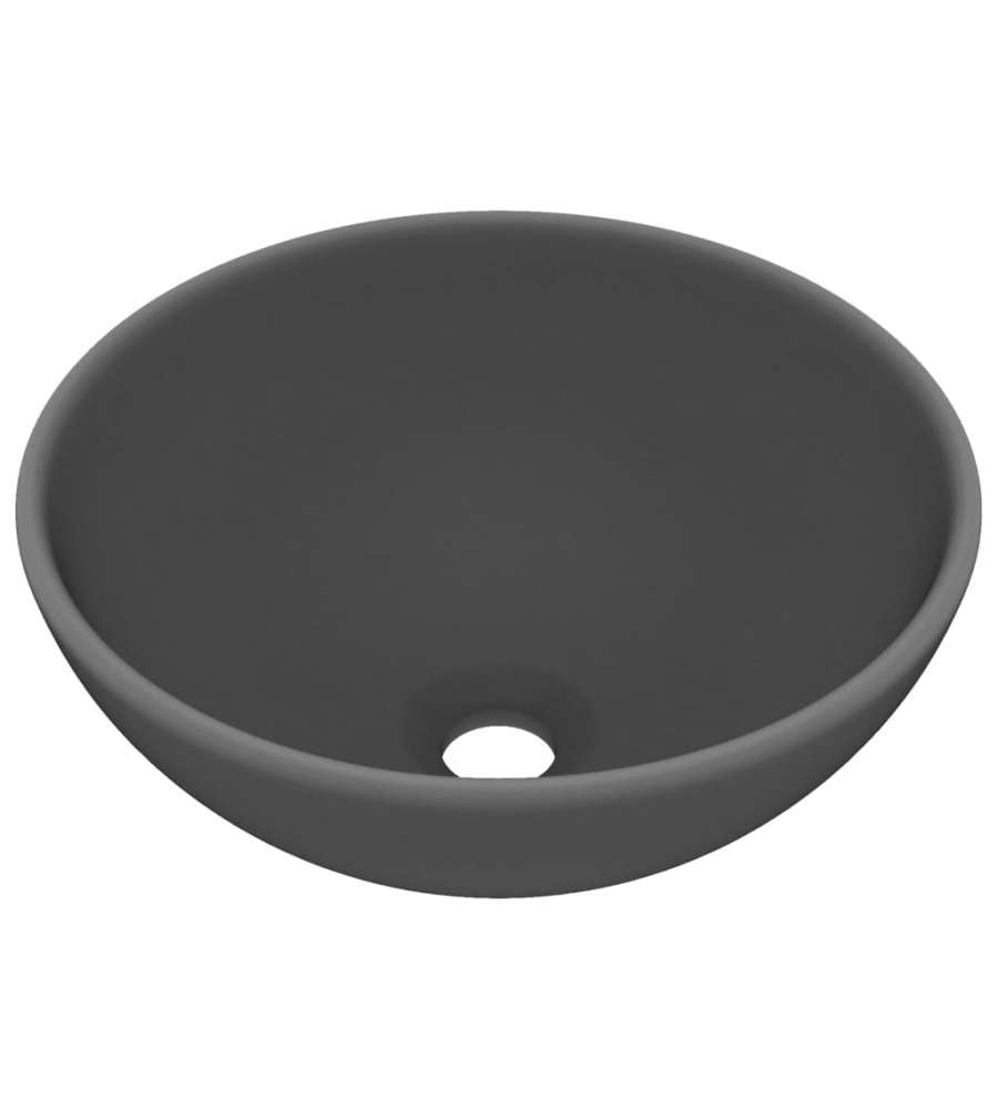 Lavandino Lusso Rotondo Grigio Scuro Opaco 32,5x14 cm Ceramica